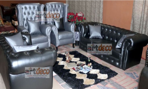 Royal Collection Round Shaped Sofa Set - leather
